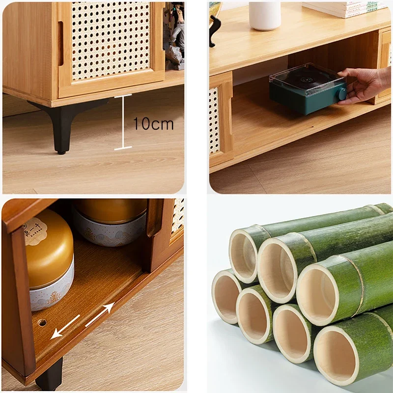 TV Cabinet Simple Modern Coffee Table TV Cabinet Bamboo Living Room Bedroom Floor Cabinet