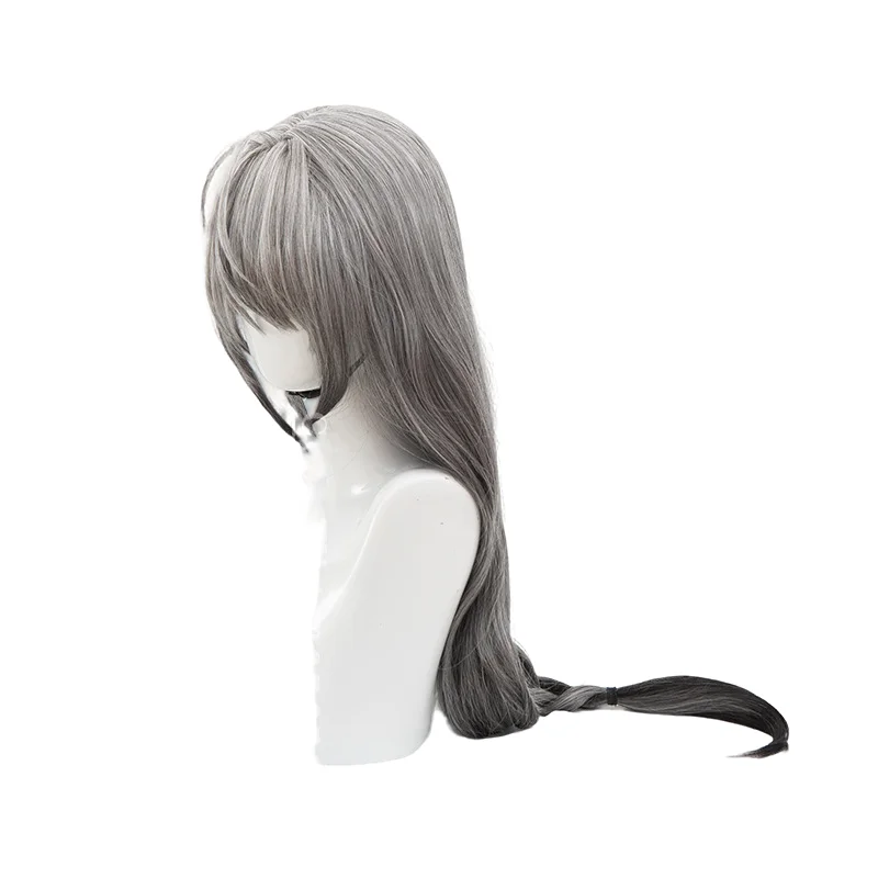 High Quality Schwarz Cos Wig 75CM Gray Black Gradient Heat-resistant Synthetic Hair Halloween Party Anime Cosplay Wigs+wig Cap