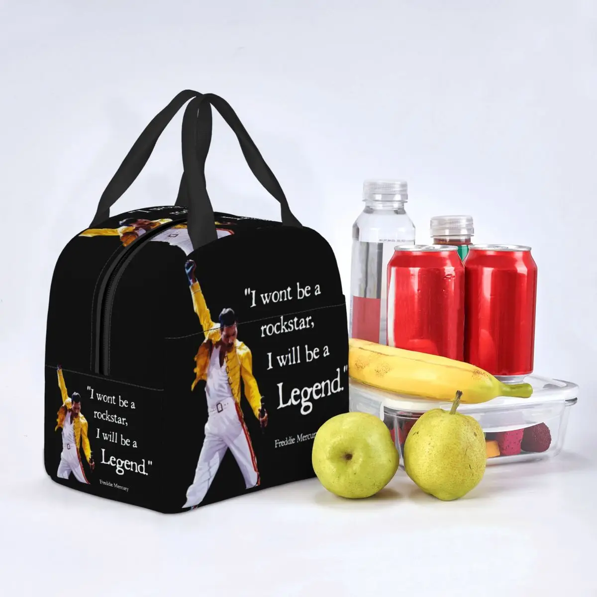 Queen Rock Quotes Insulated Lunch Bag for Women Portable Cooler Thermal Freddie Mercury Lunch Box Beach Camping Travel Food Bags