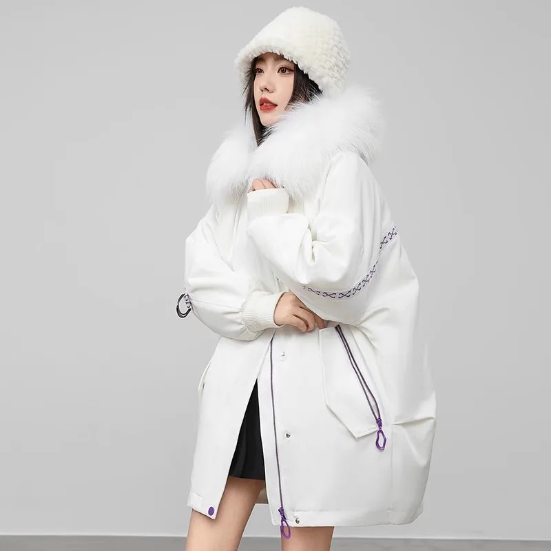 

2025 New Winter Jacket Female Otter Rabbit Fur Inner lining Fur Coat Korean Edition Detachable Raccoon Fur Hooded Overcoat ZT293