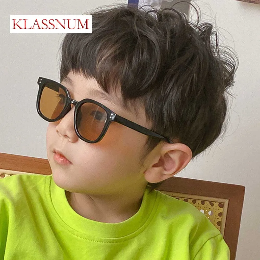 

KLASSNUM Vintage Children Square Sunglasses UV400 Sun Glasses Outdoor Cute Girl Boy Fashion Glasses Protection Classic