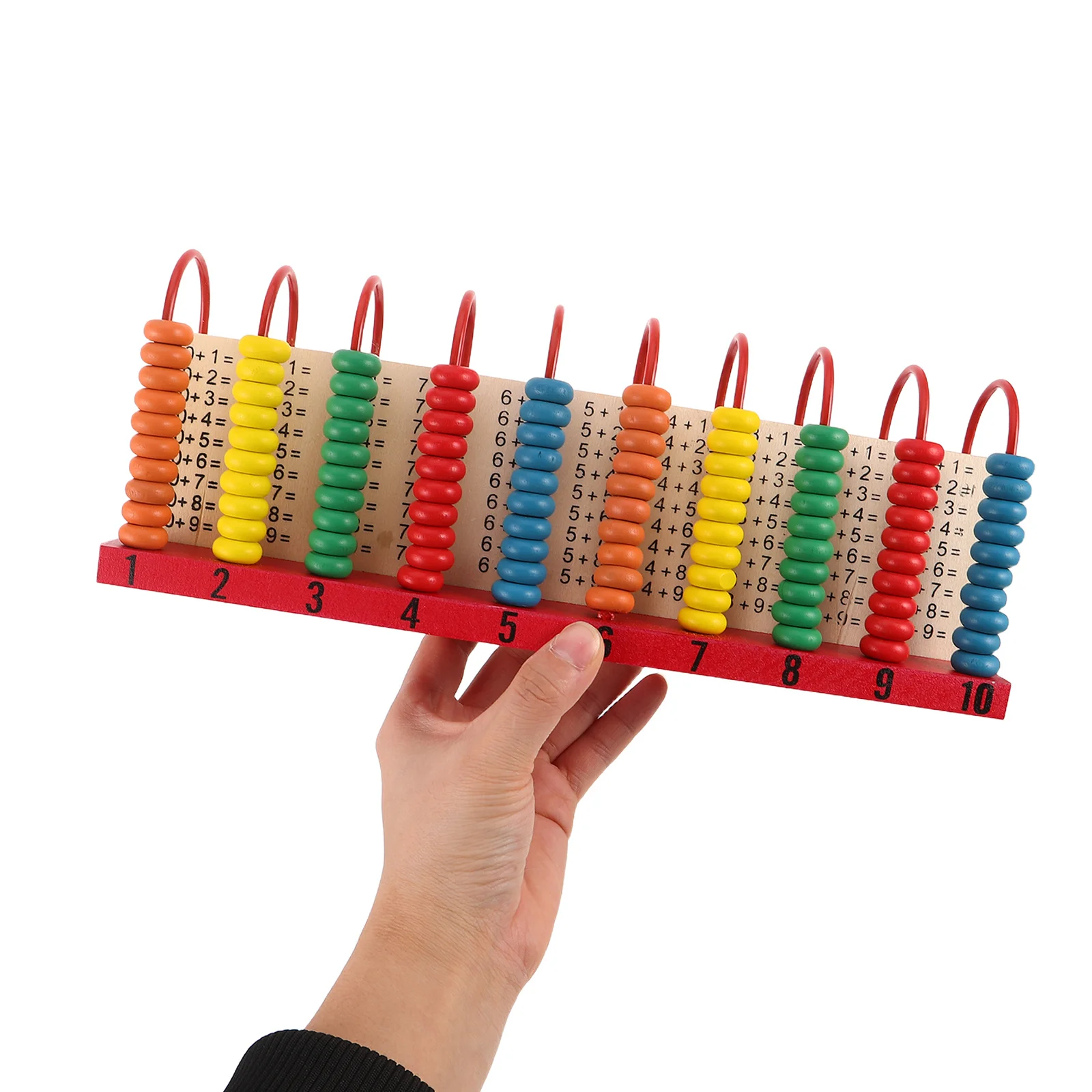 

Wooden Abacus Math Teaching Tool Geometric Stacker Beads for Addition Subtraction Preschool Learning Brain Developing Counting