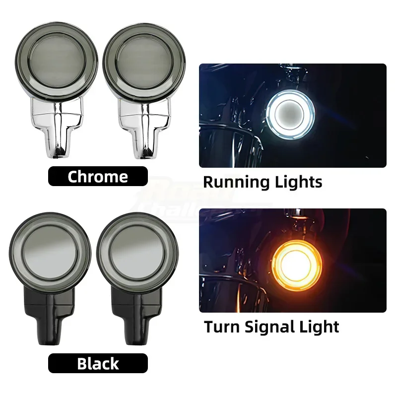 Motorcycle Turn Signal Indicator Light Flat Lens Lamp for Harley Touring Road Glide 2001-up Heritage Softail Classic 1999-up