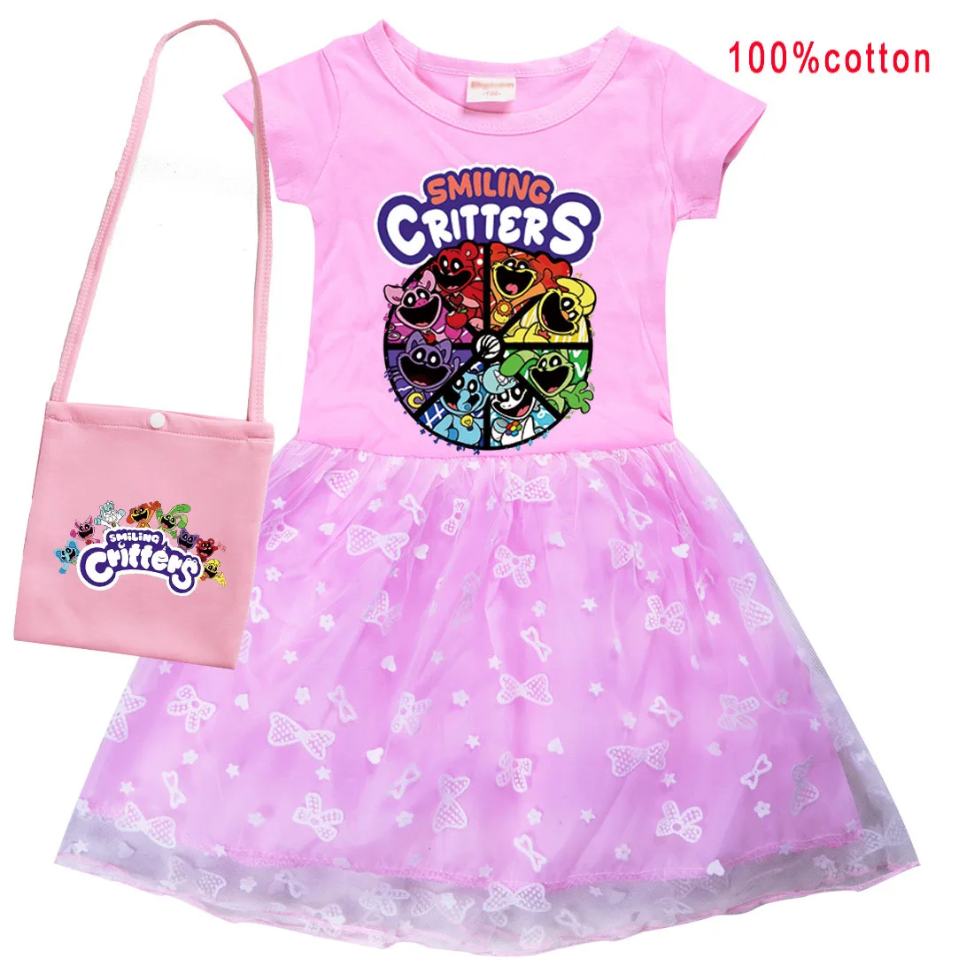 Summer Kids Smiling Critters Clothes neonate Princess Dress manica corta Mesh Cartoon Catnap costumi Cosplay abiti Casual