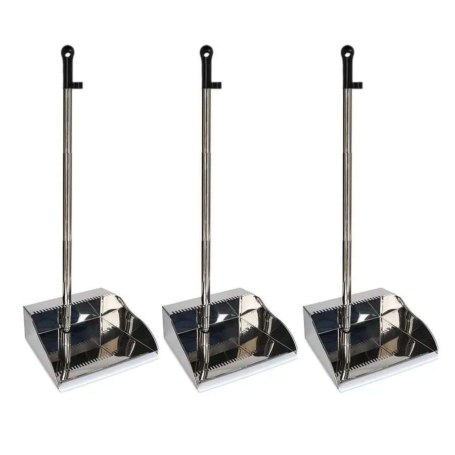 

Pack Stainless Steel Dustpan Metal Dustpan with Handle Heavy Duty Dust Pan Upright Dust Pan for Home Office Lobby