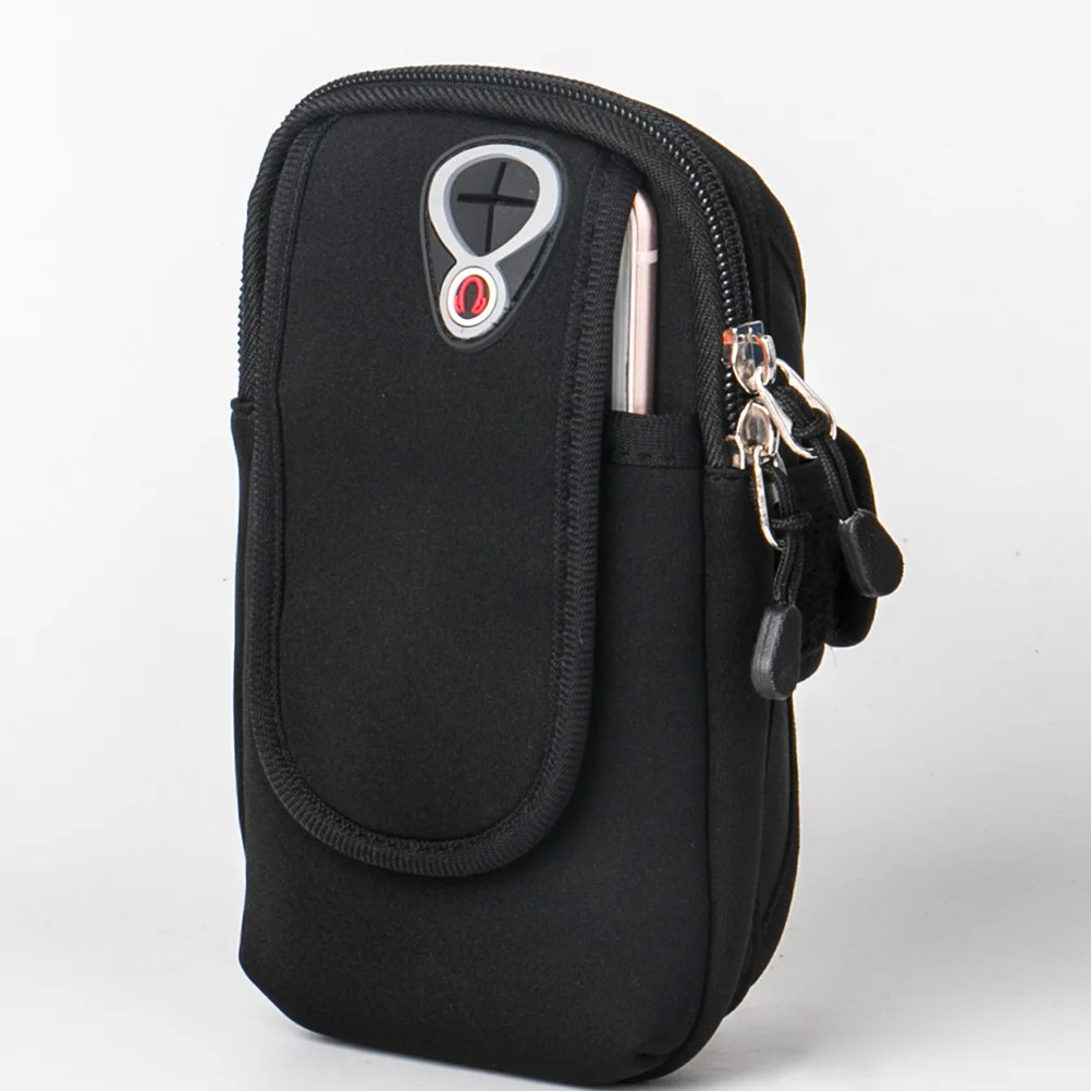 

Unisex Sports Armband Large Black Water-Resistant Breathable Neoprene Phone Pouch Secure Zipped Pocket for Running Jogging