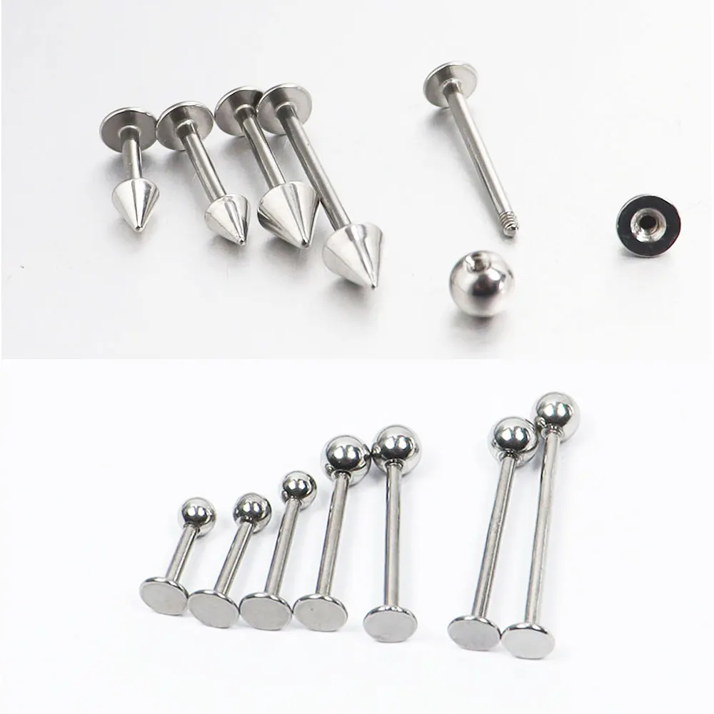2 Pcs 16G Stainless Steel 12mm 14mm 16mm 19mm Labret Rings Tragus Earring Face Lip Spike Cone Body Piercing Jewelry