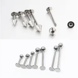 2 Pcs 16G Stainless Steel 12mm 14mm 16mm 19mm Labret Rings Tragus Earring Face Lip Spike Cone Body Piercing Jewelry