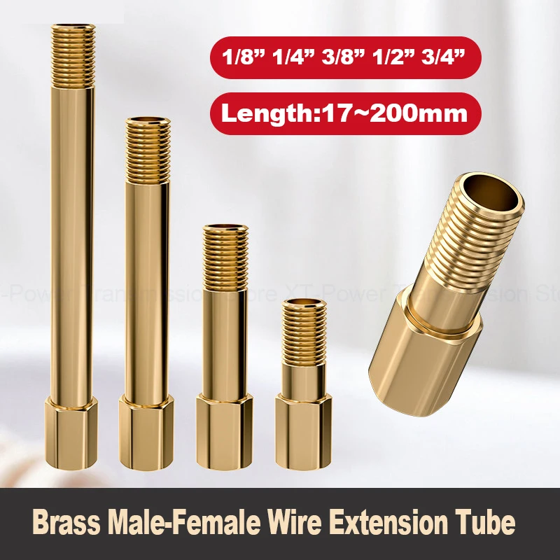 Water Pipe Joint Brass Male-Female Thread Extension Rod Copper Thread 1/8'' 1/4'' 3/8'' Extension Pipe Direct Connection Rod