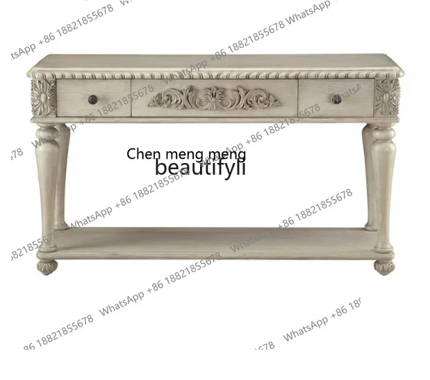 cc182R LBX American Ivory White Old Console French Curio Cabinet French Country Wood Carving Console Tables