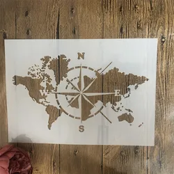 A4 29cm World Map Compass DIY Layering Stencils Wall Painting Scrapbook Coloring Embossing Album Decorative Template