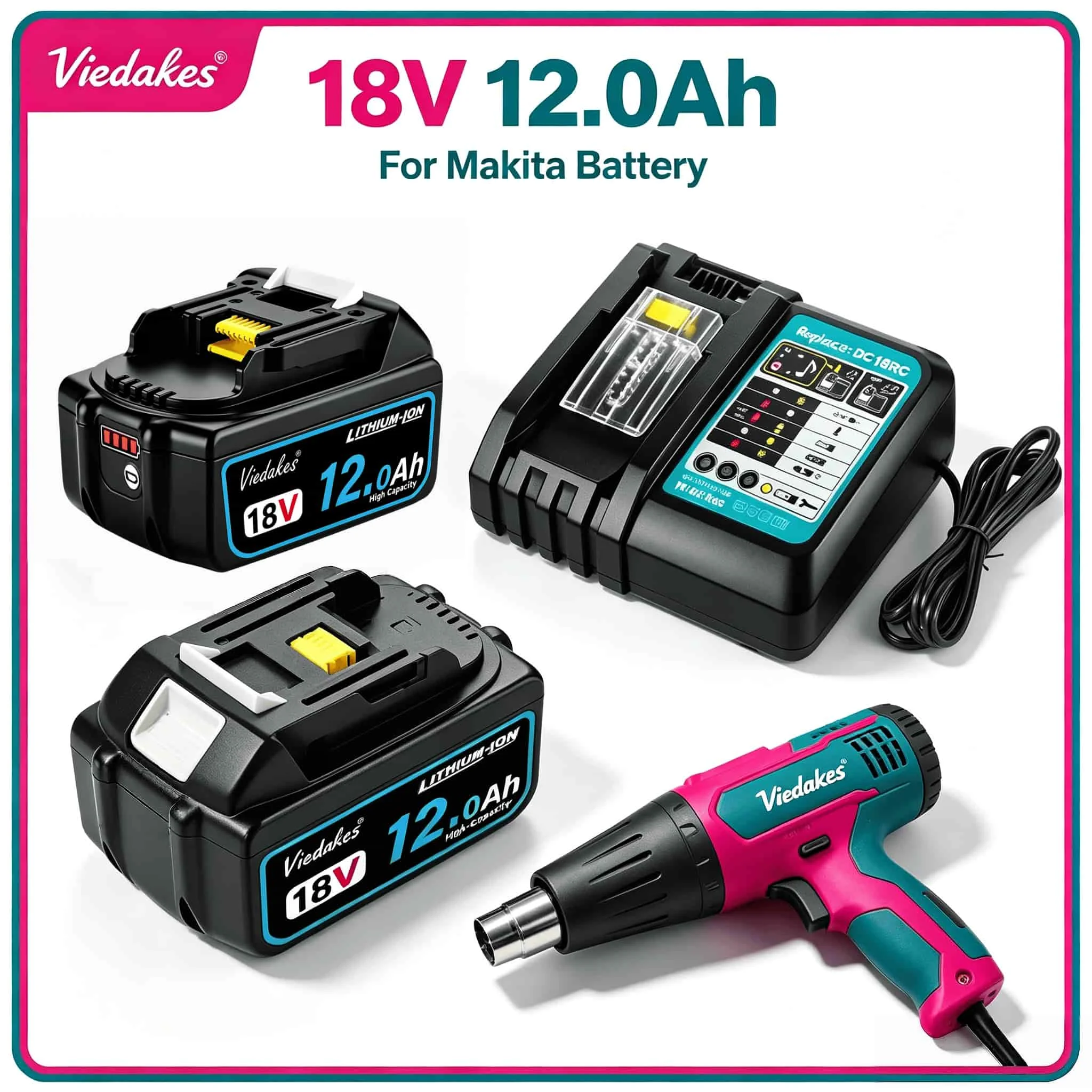 For Makita Battery 18V 10Ah Li‑ion Battery BL1860 BL1850 Fit DDF487 DHP486 Portable Angle Grinder Battery Pack