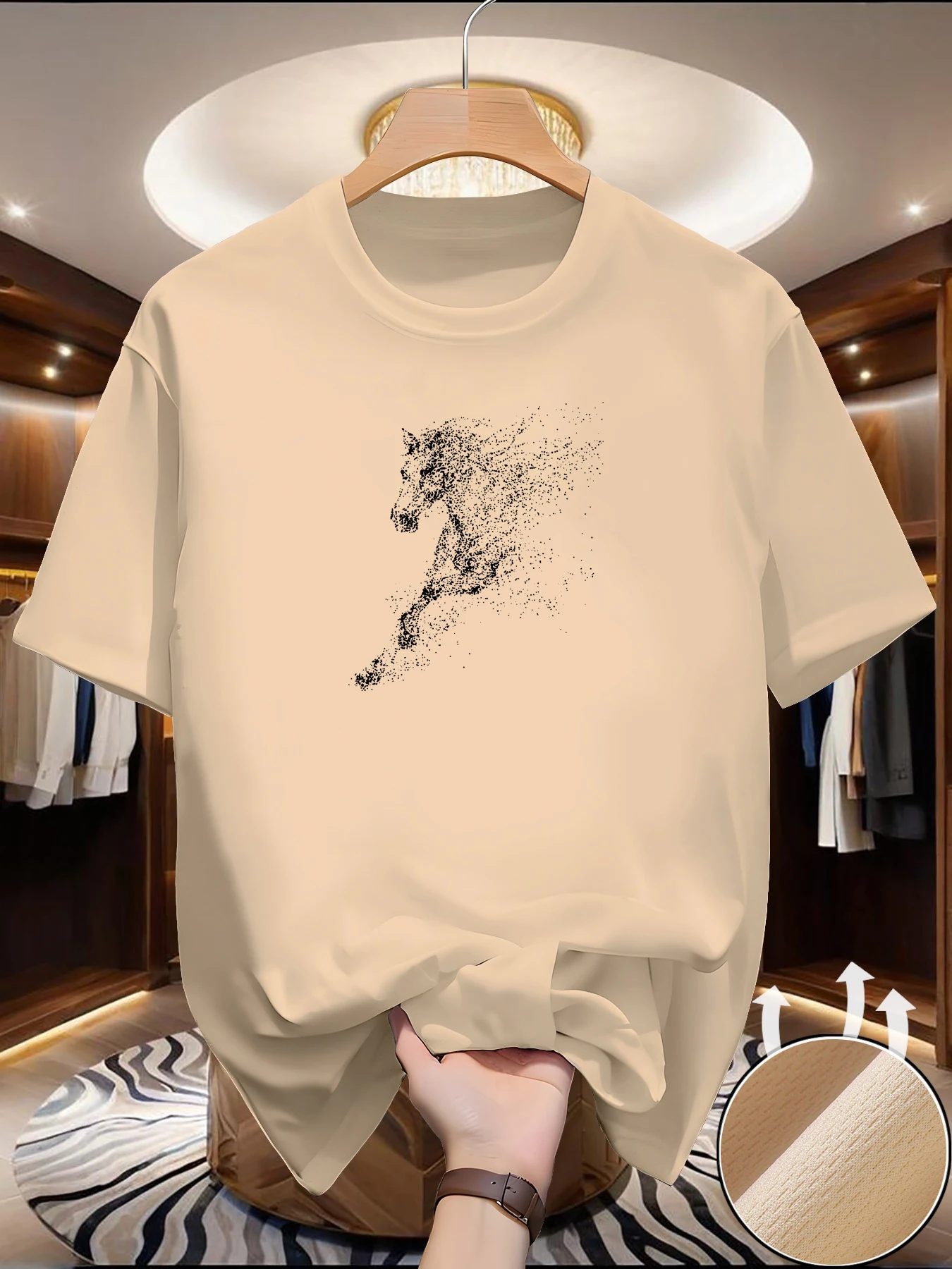 

New Men‘s Running T-shirt Spring/Summer Thin Top Pegasus steed Printing Quick Dry Short Sleeve Breathable Fitness Sports T-shirt