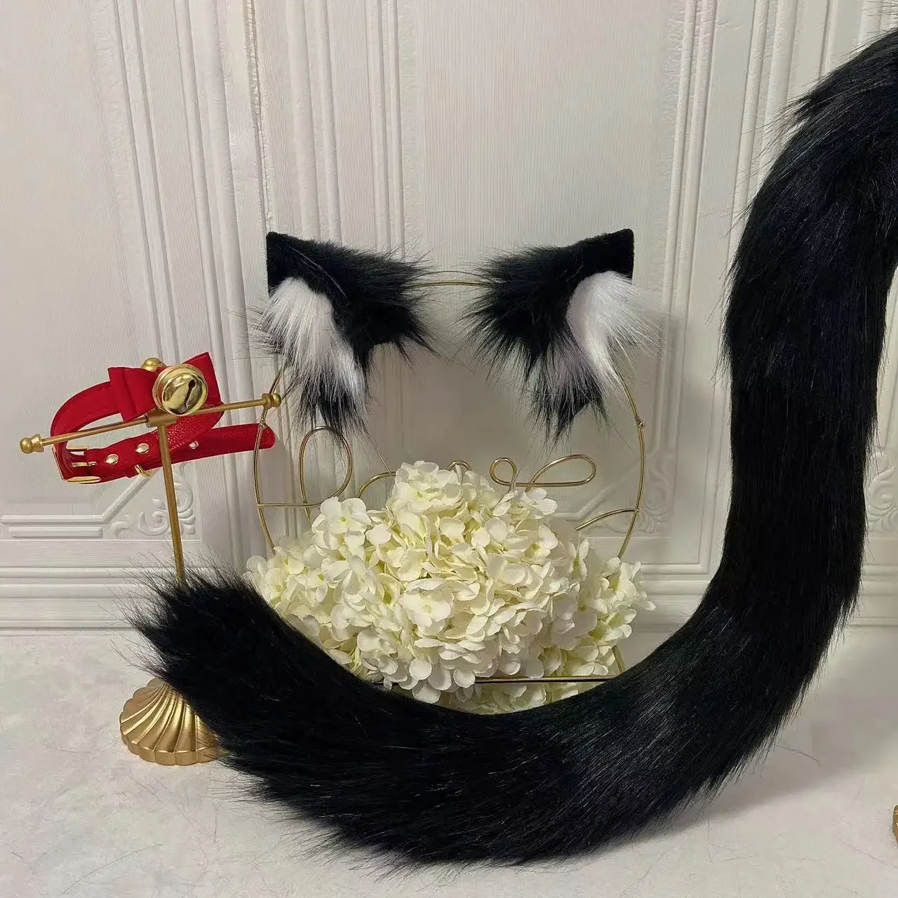 Nekopara Cat Ears Hairhoop Tail Necklace Set For Cosplay Costume Accessories Handmade Work Headwear Headband