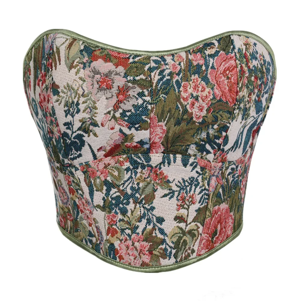 

Женский облегающий корсет из французского жаккарда в стиле ретро с небольшим V-образным вырезом на шнуровке и сборной одеждой в форме суда