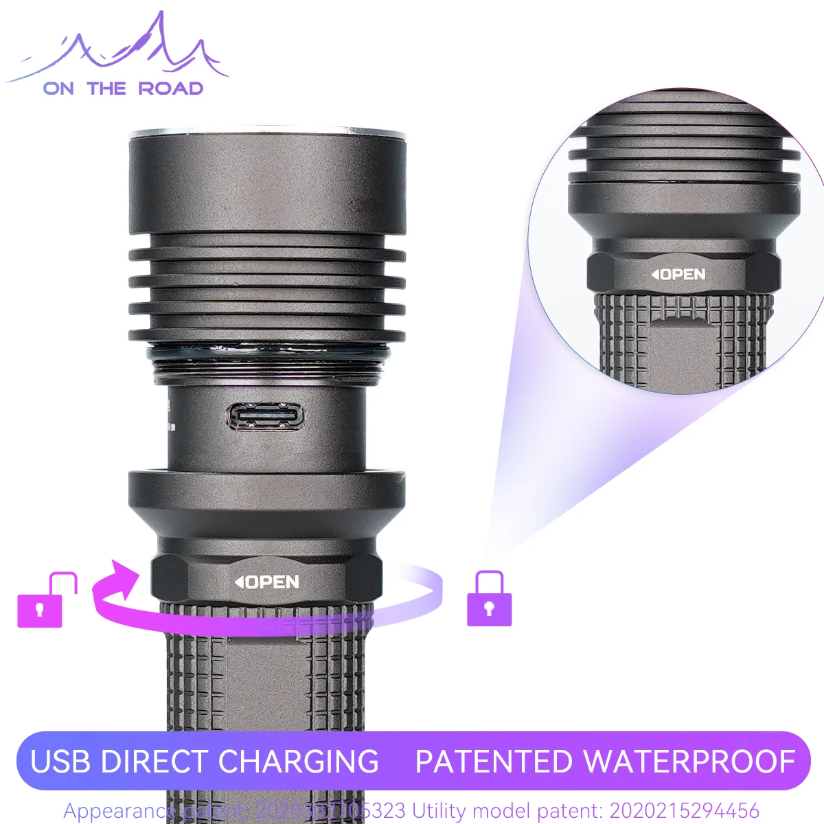 ON THE ROAD i5 focusing strong light flashlight USB direct charging zoom small flashlight mini portable remote