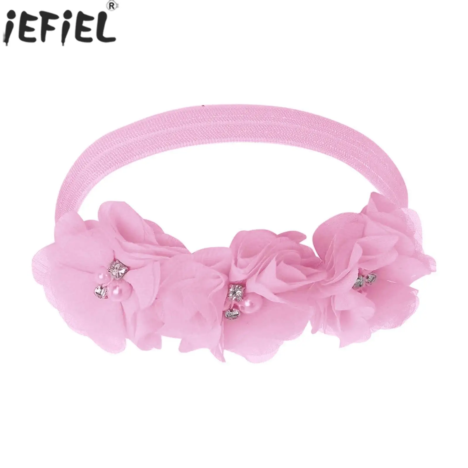 Newborn Infant Girls Photography Hair Band Baby Baptism Birthday Wedding Party Headwear Soft Elastic Nylon Flower Cute Headband