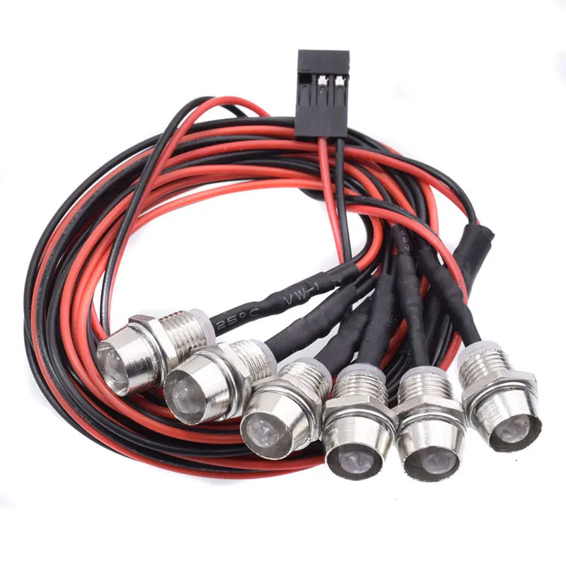 Luci a LED per auto modello RC 2x5mm bianco e 2x5mm rosso e 2x5mm spina JR a luce gialla per auto Buggy Truck