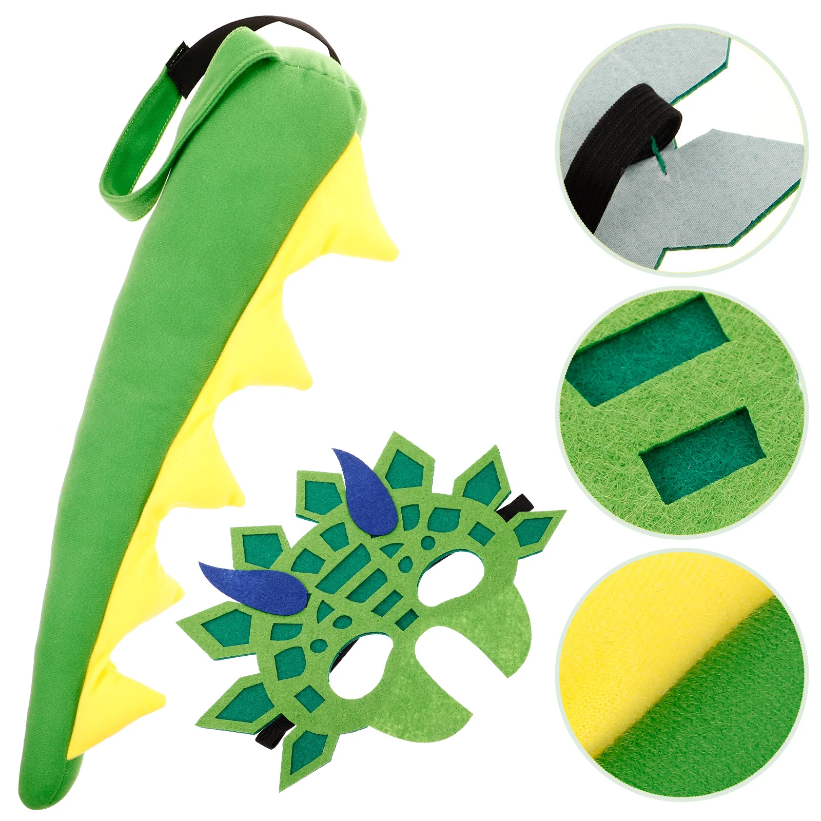 مجموعة واحدة من قناع الديناصور والذيل للأطفال، إكسسوارات أزياء تنكرية لامعة ومضحكة على شكل ديناصور لحفلة عيد الهالوين #1