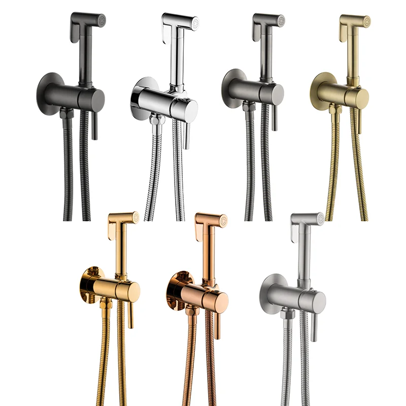 

Латунный смеситель-распылитель для биде, смеситель для ванной комнаты, настенный, для горячей и холодной воды со шлангом, Smesiteli, матовая золотая латунь, ручной