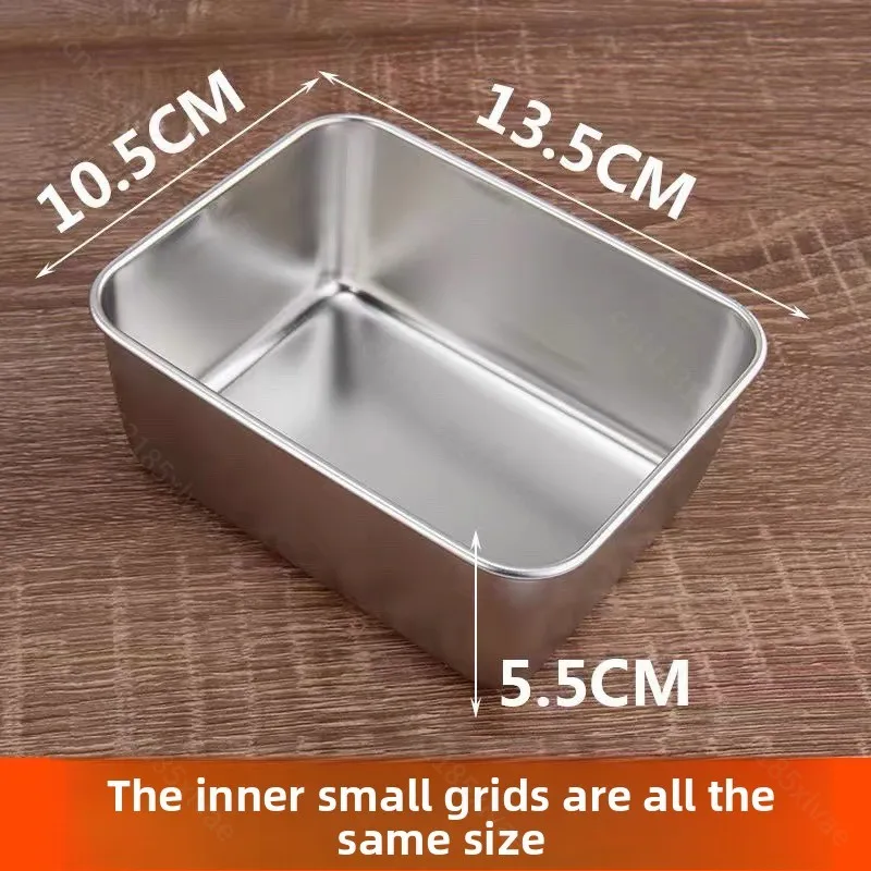 Divided 304 Stainless Steel Condiment Holder, Seasoning Storage Box for Ice Jelly Toppings, Snack Bar & Kitchen Use