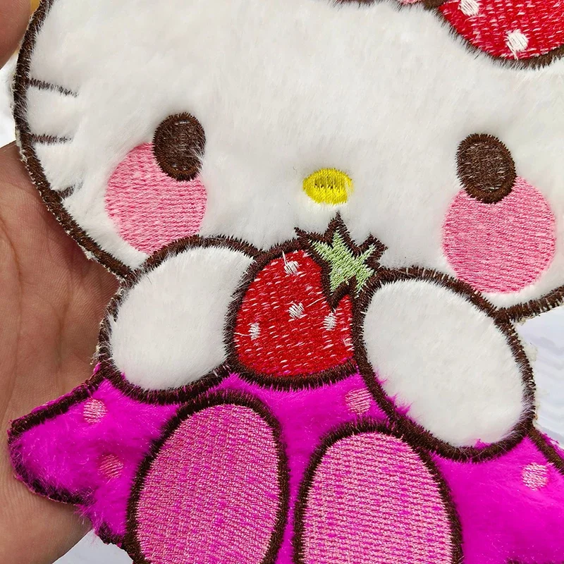 Sanrio Hello Kitty Patch zum Aufbügeln, bestickt, für Kleidung, Cartoon-Anime-Patches für Kinderkleidung, Applikationen, Aufkleber
