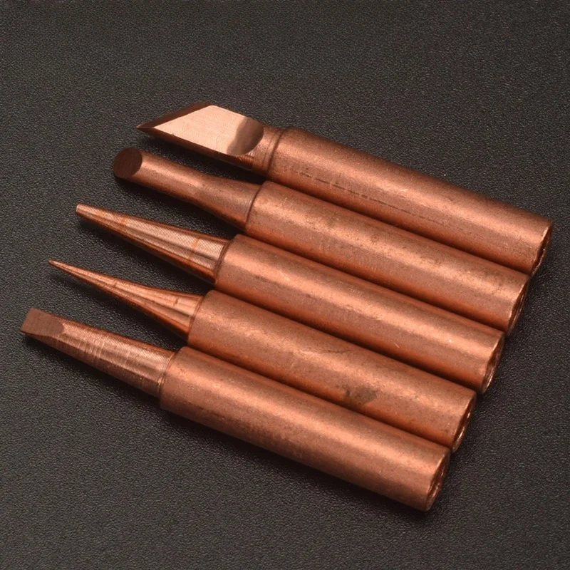 5pcs Soldering Iron Tips with a 900M iron head set, hot bare copper electric iron heads