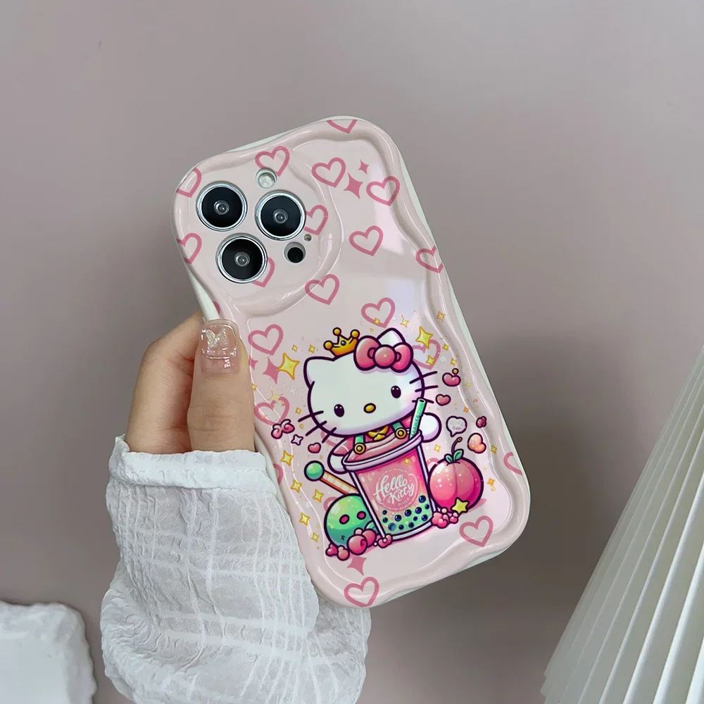 آيفون 6 6S 7 8 Plus SE 2022 2020 X XS Max XR 12 Mini 11 12 13 Pro Max Cartoon Hello Kitty Cute Y2K Sanrio غطاء ناعم