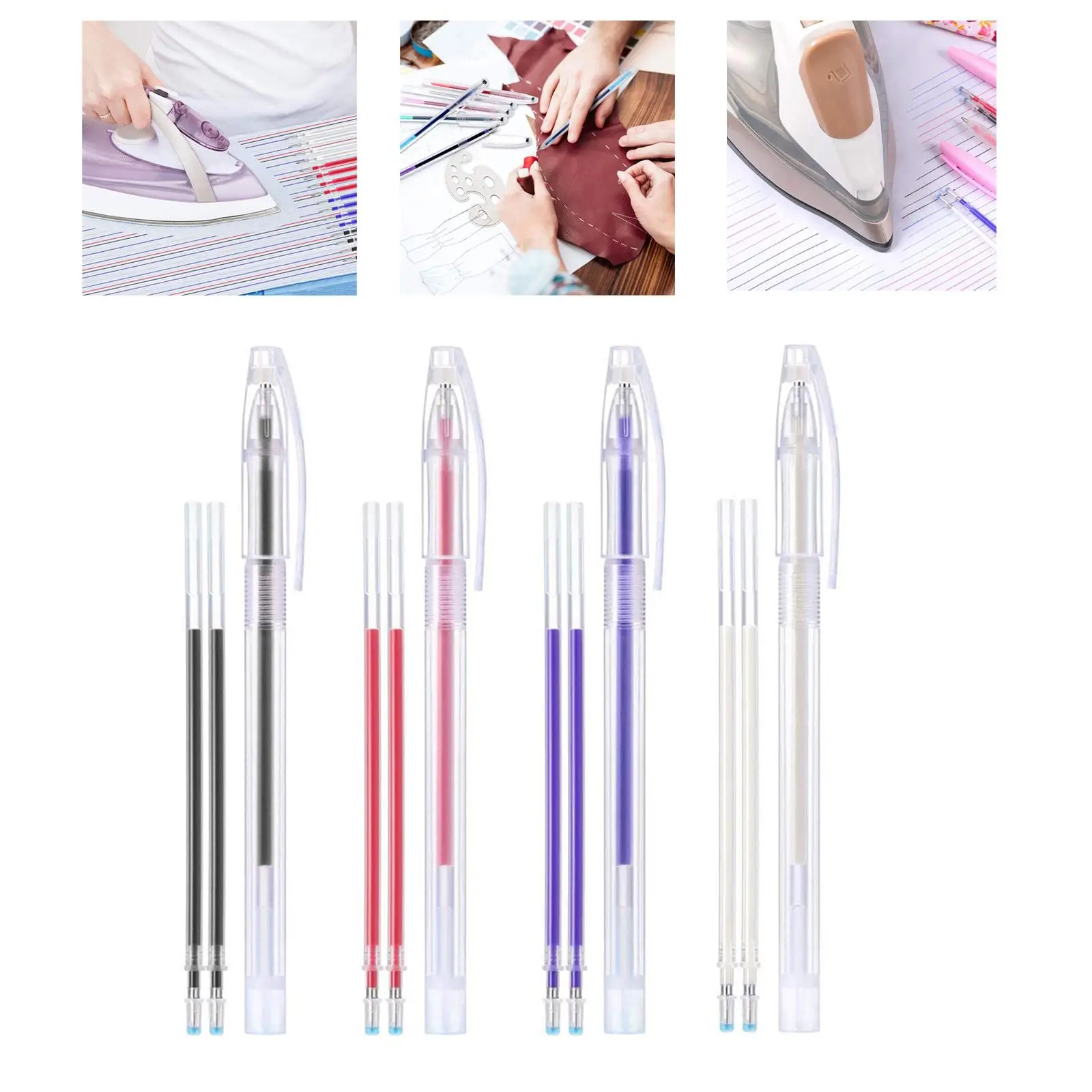 5X Fabric Marker Pen, 1 Set Heat Erasable Fabric Marking Pens 4Color 3Pcs