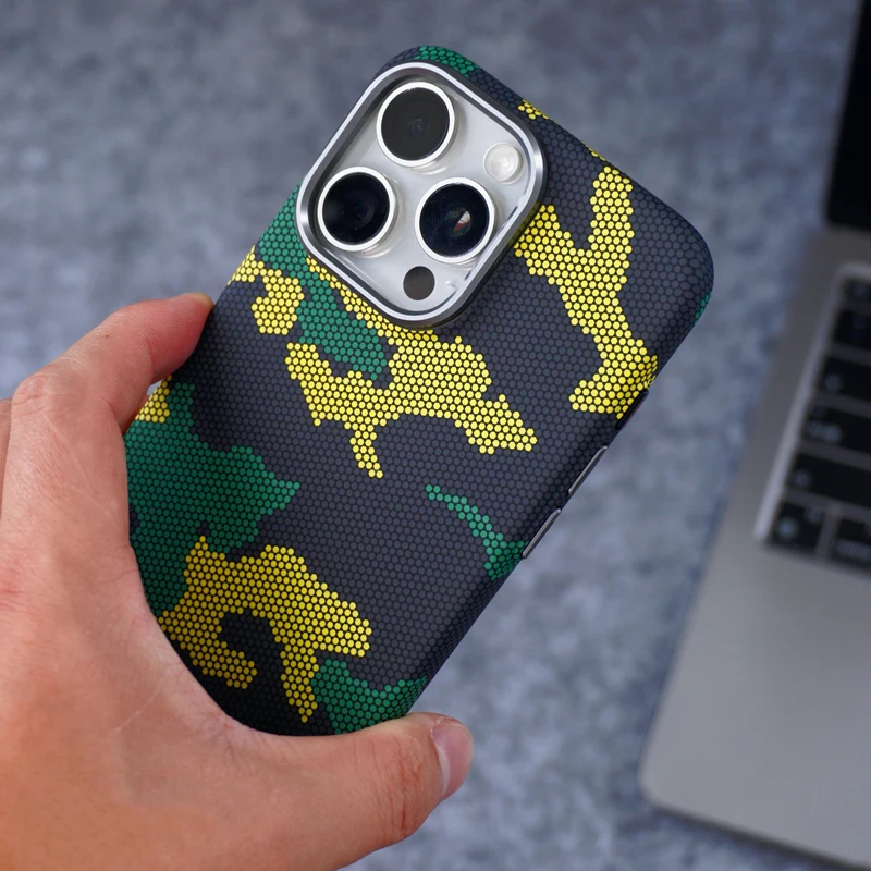 Alloy Lens Camouflage Graffiti MagSafe Phone Case for iPhone 16 15 16pro max 14 Pro 13 Wireless Charging 3D Relief Hard PC Cover