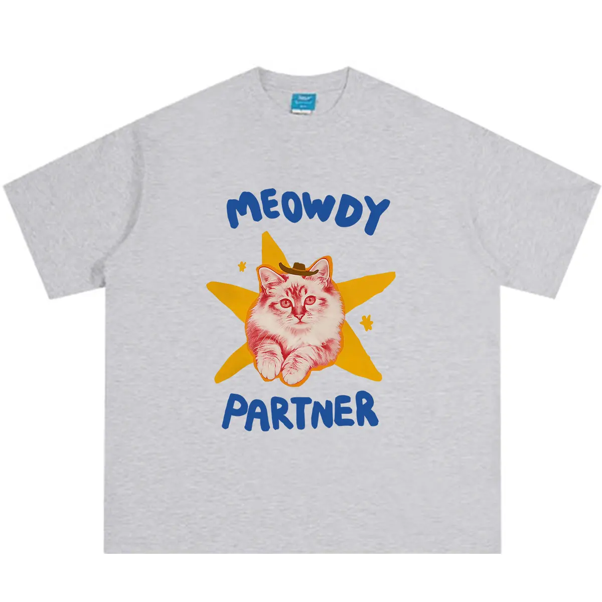 Meowdy Partner Funny Cat Meme Tshirt Men Women Aesthetic Trend T-shirt Summer Short-sleeved Loose Casual Cotton Harajuku T-shirt