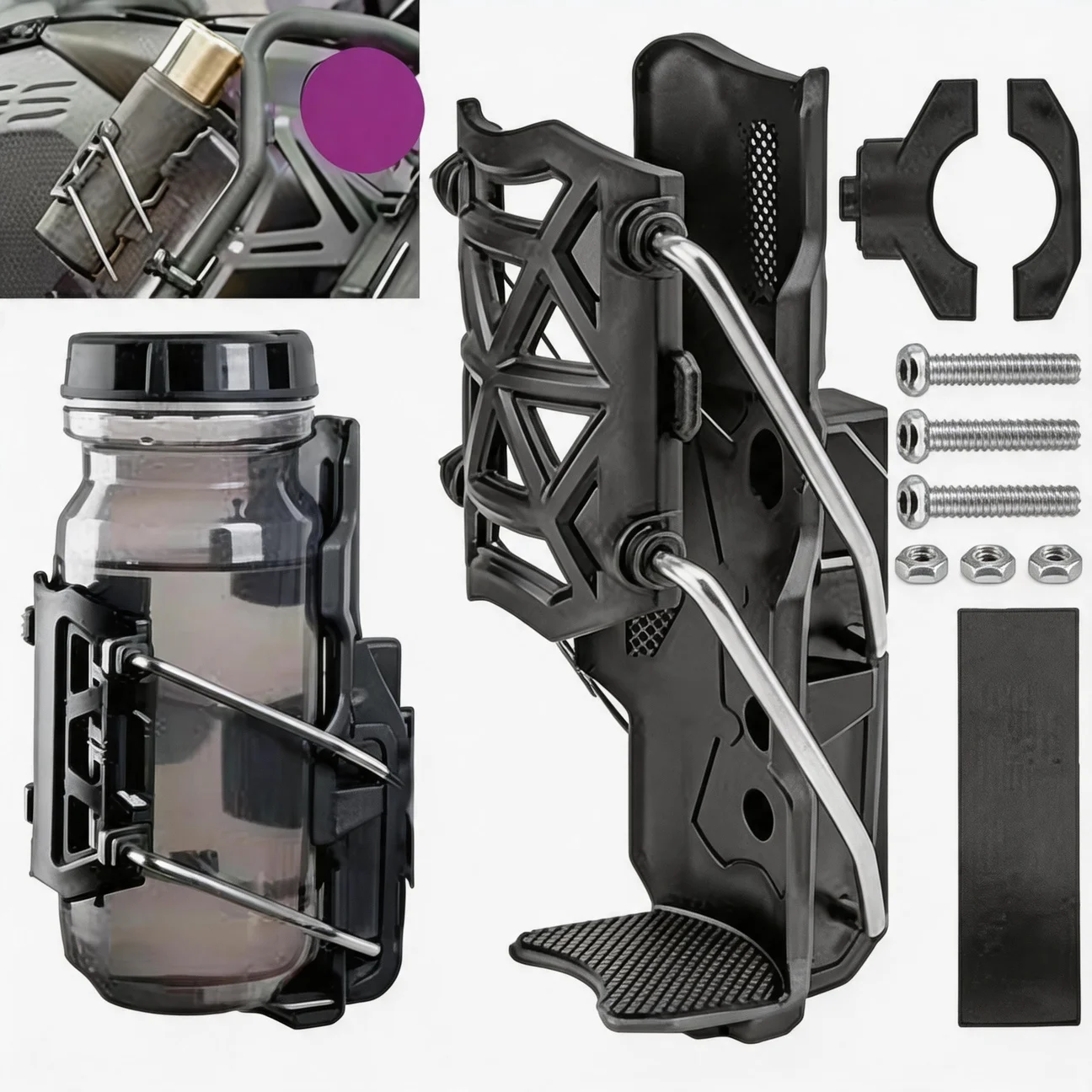 Universal 360 Degrees Rotation Cup Holder Adjustable Motorcycle Bike Cup Holder for Bicycles Electric Bikes and Motorcycles