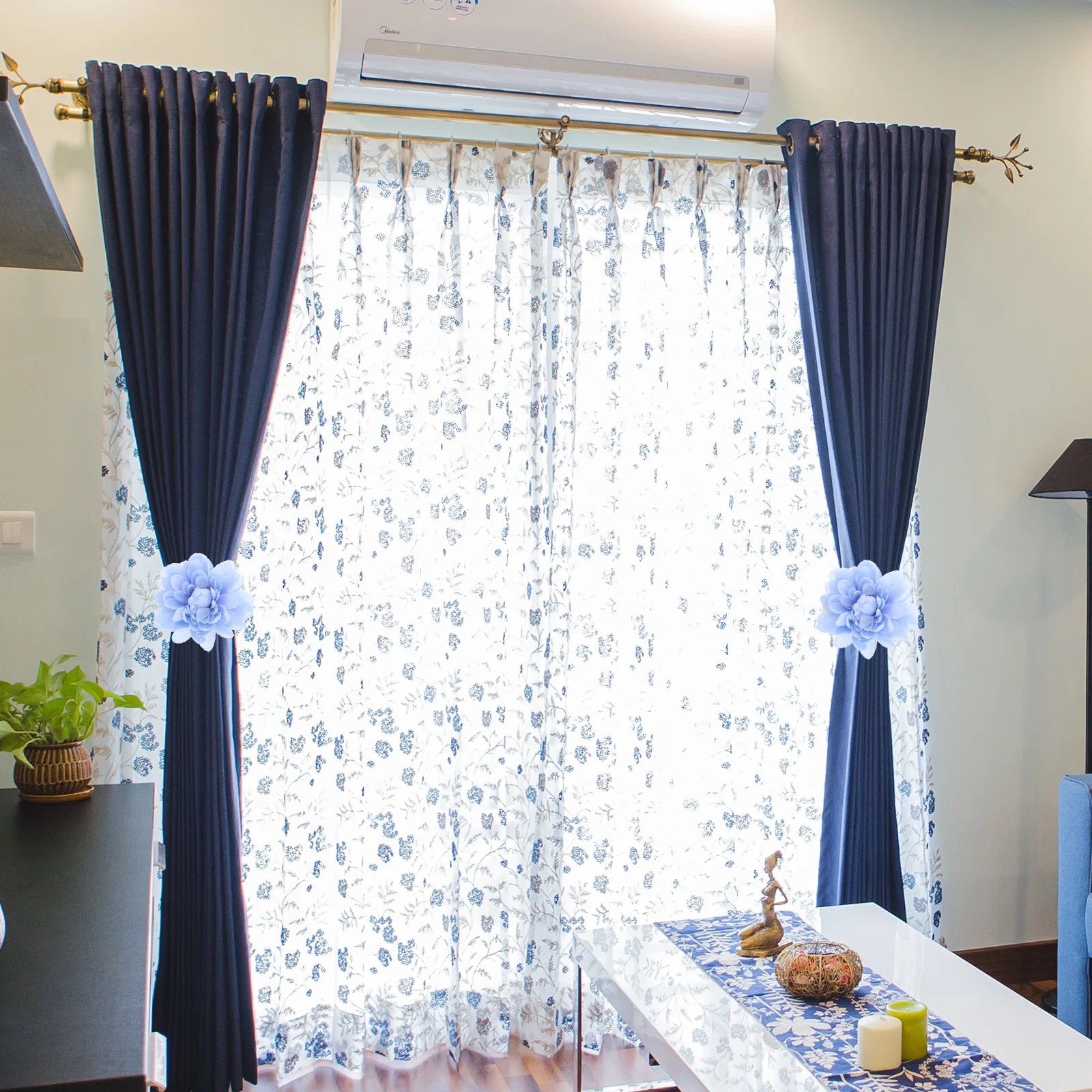 

Curtain Tie Flower Tiebacks Drapery Holder Clamp Floral Buckles Holdbacks Outdoor Ties Clips