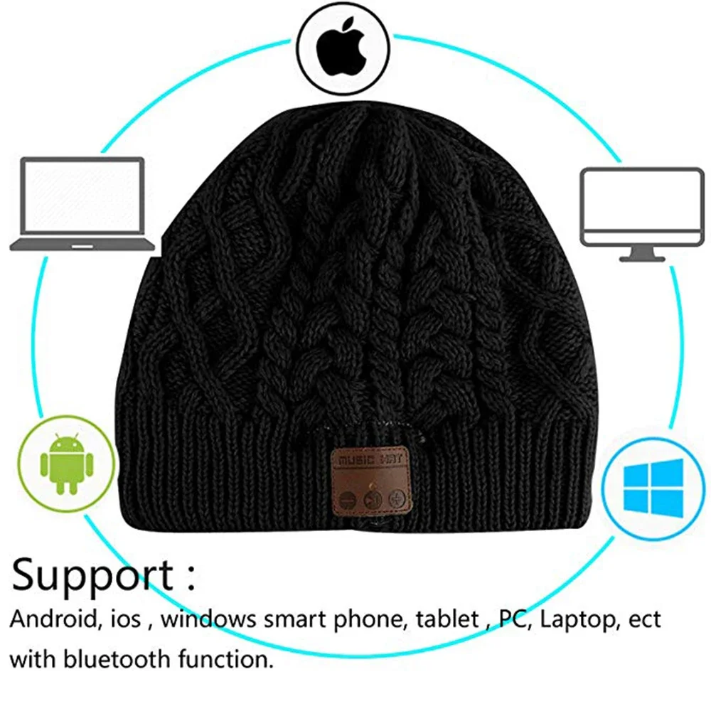 music cap with bluetooth Beanie Hat Unisex Winter Sports Knitted Hat Music with Mic Cap Headphone Mens Gifts for Christmas