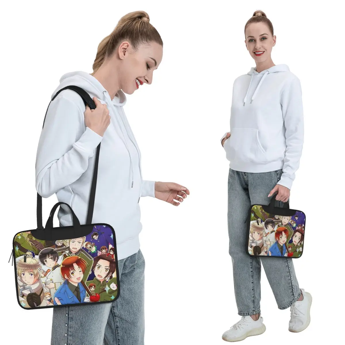 Hetalia Group World Stars Crossbody Laptop Bag Case Computer Bag Resistant Protective Notebook Pouch for Macbook Pro Lenovo