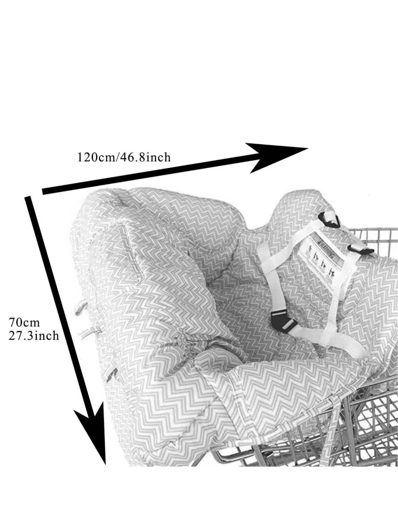 Portable Gray Shopping Cart Cushion with Storage Bag Foldable Ultra Soft, Comfortable and Secure