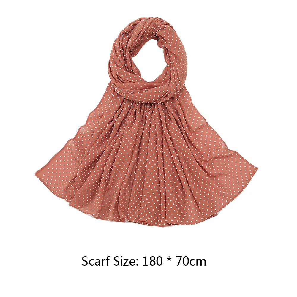 Foulard imprimé à pois pour femmes, châle en mousseline de soie douce, écharpes rondes, hijab musulman féminin, écharpes de plage