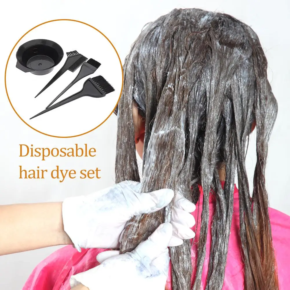 4Pcs Home Salon Hair Dyeing Brush Set Hair Dyeing Cream Bowl Coloring Brush Comb Kits Hair Tint Applicator Barber Styling Tool view 5
