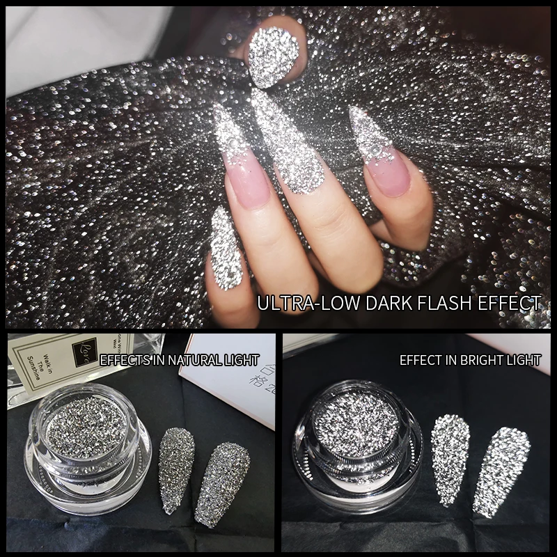 1 Jar High Dazzling Powder Highlight Flash Broken Crystal Reflective Glitter Powder Net1-2g Holographic Shinning Chrome Dust &*&