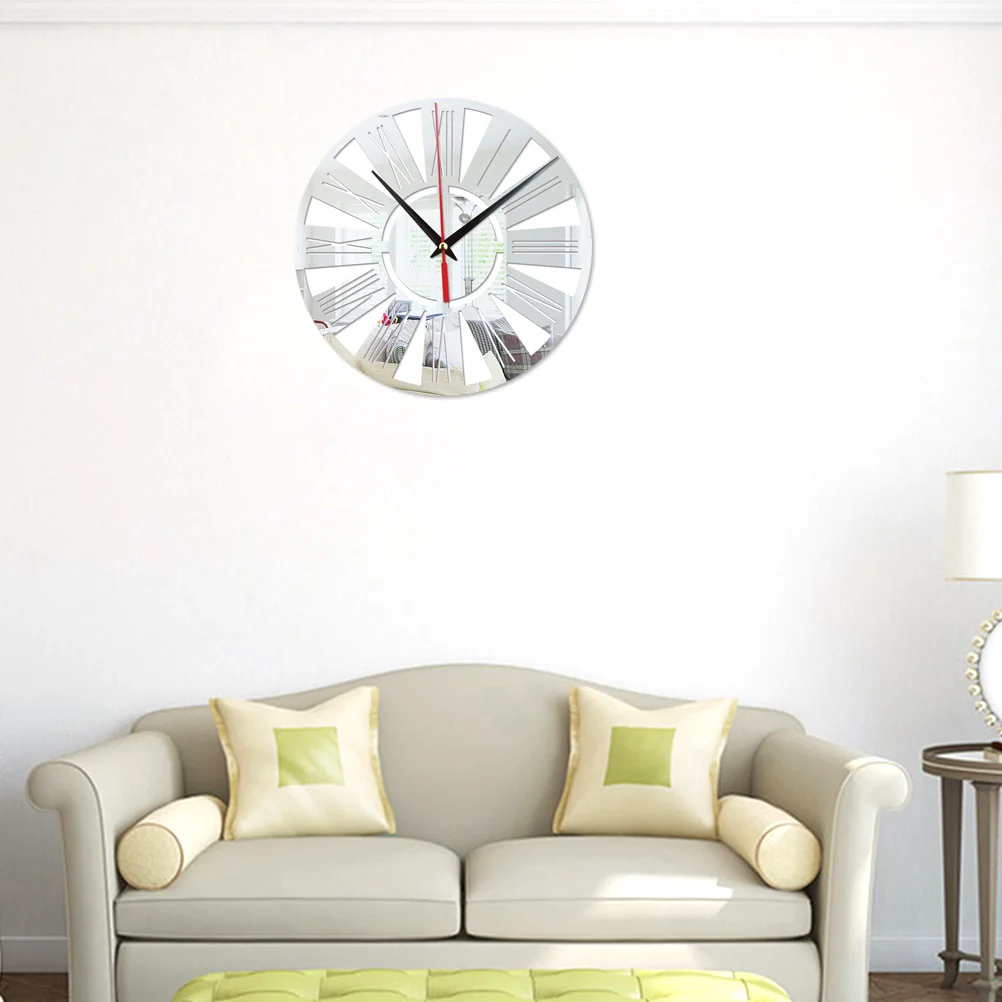 

Acrylic Wall Clock Retro Decor Home Hanging Number Round Roman Numerals Creative