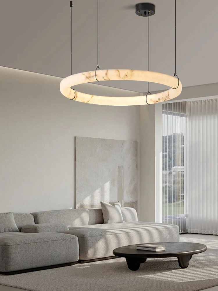 Led 2026 Newly Design Imitation Marble Ceiling Pendant Lamp Round Big Light Fixture for Living Room Villa Apartment Ceiling Deco view 5