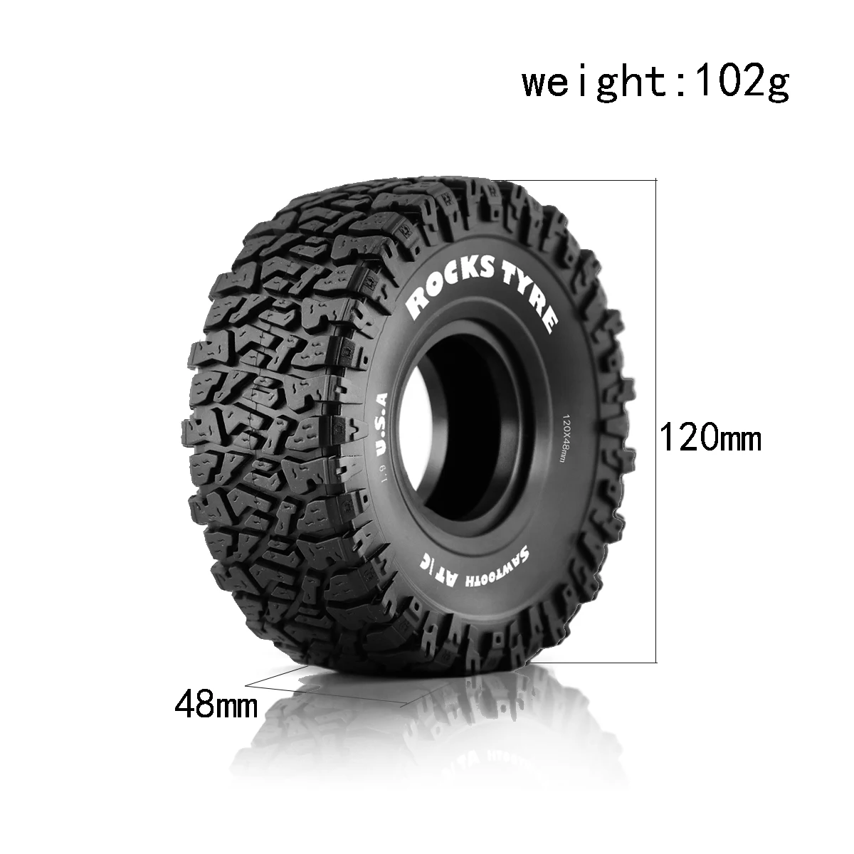 4szt 1.9 Cal Gumowa opona 120 * 48mm Do 1/10 Rc Crawler Car Trax Trx4 Axial Scx10 Wraith Scx10 Yikong Rgt Wrangler 1.9 Wheel