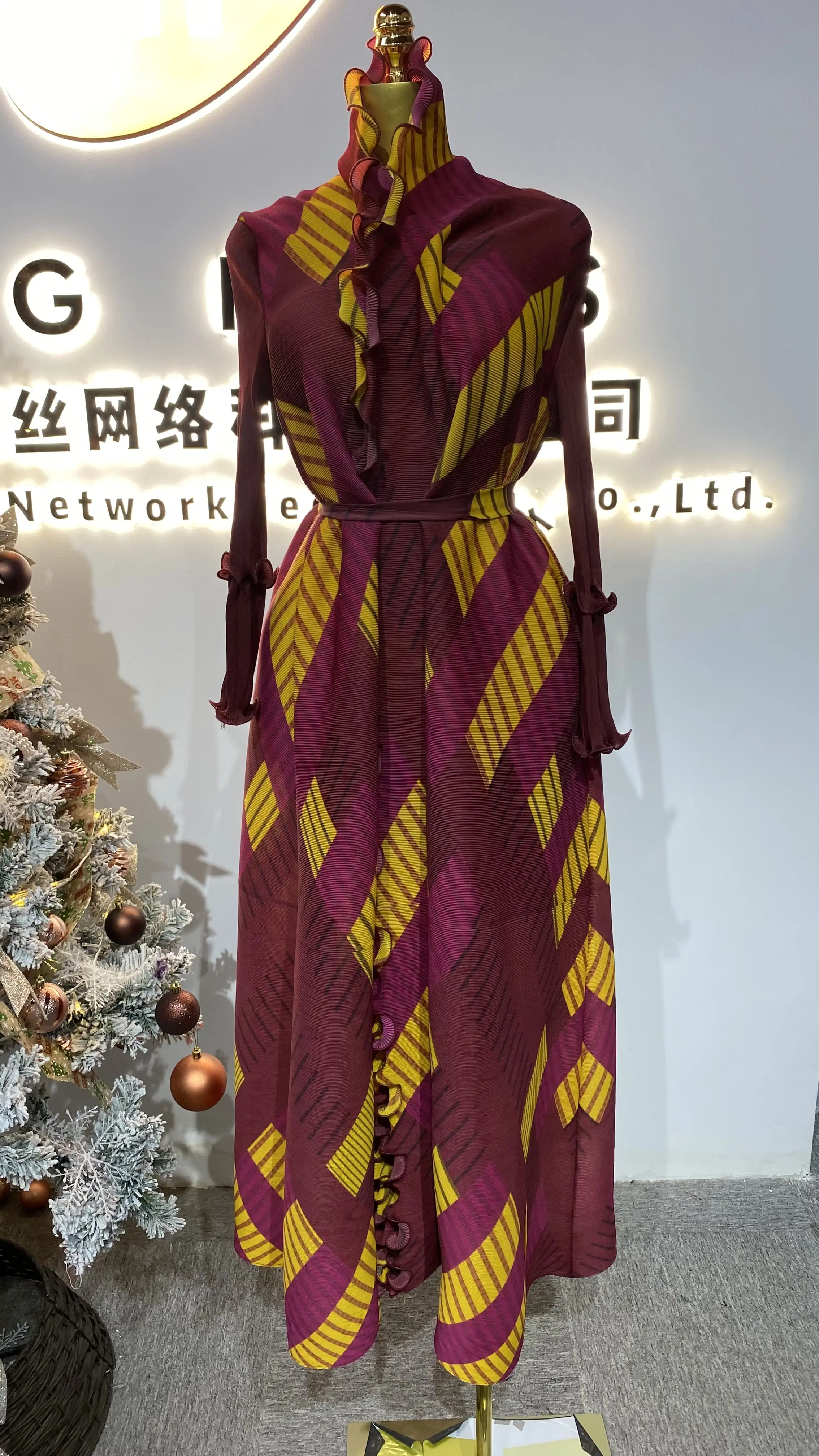 

New Fashion Hot Sale Women African Print Button Mesh Dress Ankara Dress-GZMM117