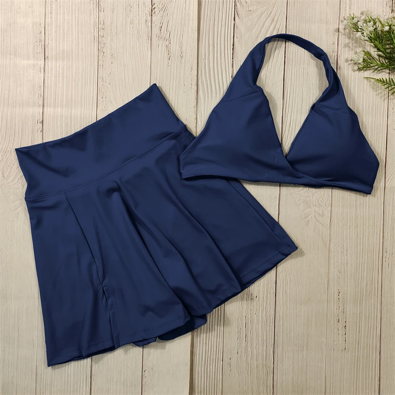 Conjuntos de Yoga de 2 uds., chaleco deportivo para Fitness, falda corta de Yoga de cintura alta, trajes, ropa de entrenamiento, conjunto de gimnasio