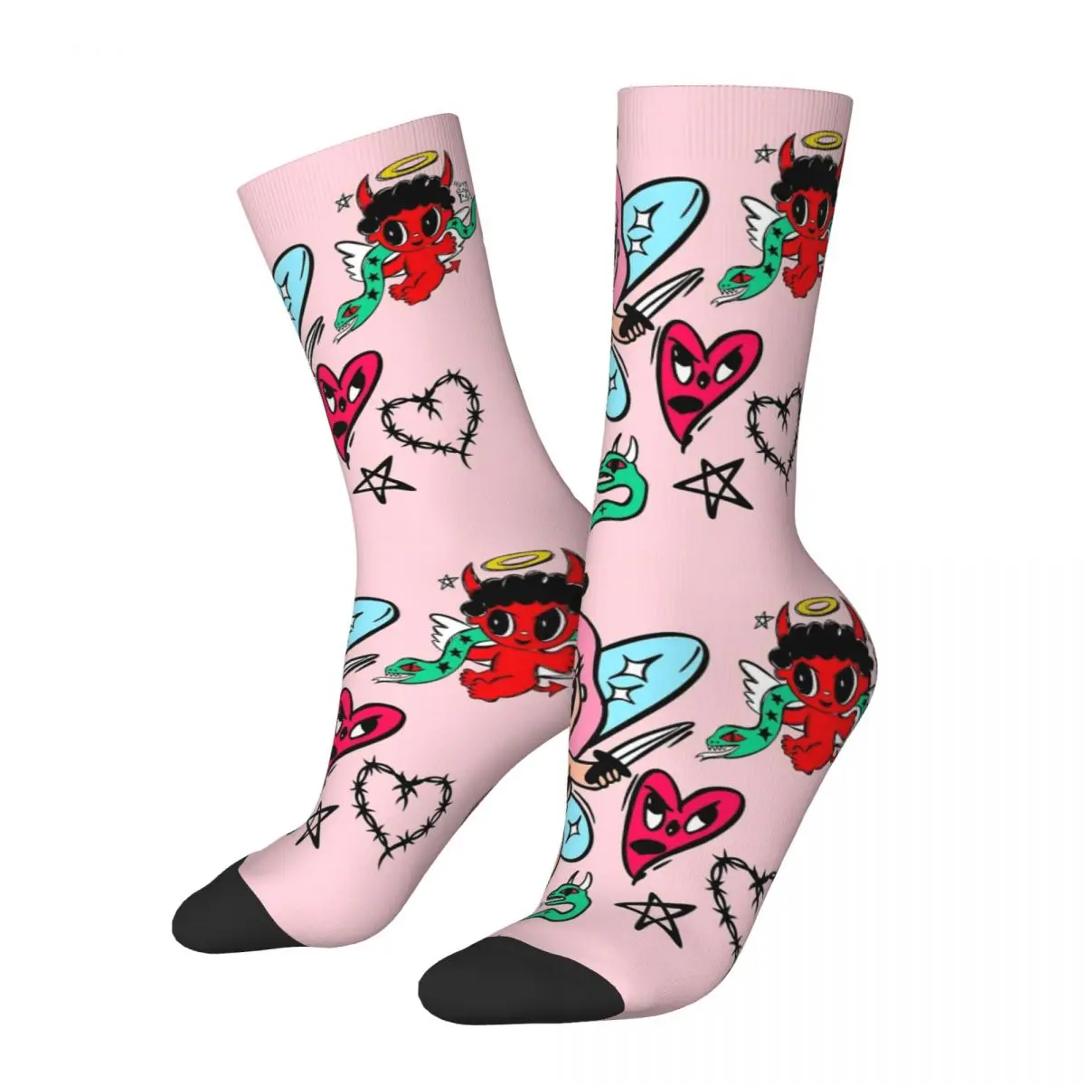 Crazy Design Karol G With Red Hair Soccer Socks Bichota Heart Polyester Long Socks for Unisex Sweat Absorbing