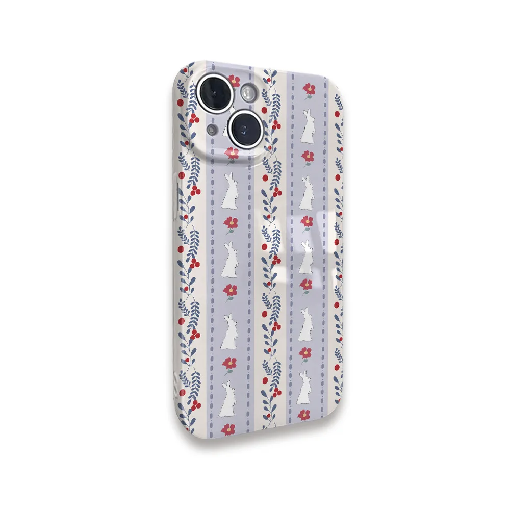 Korean Ins Purple Floral Rabbit Phone Case for IPHONE 15PRO MAX 14 13 12 11 PRO Plus 11Acrylic TPU Two in One Mobile Phone Cases