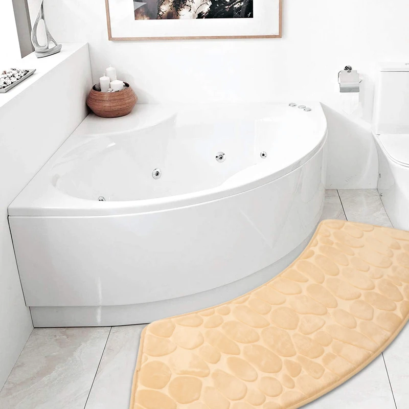 Bathroom Floor Mat Pebble Embossed Floor Mat Curved Scalloped Absorbent Floor Mat Shower Toilet Batht Non-slip Floor Mat