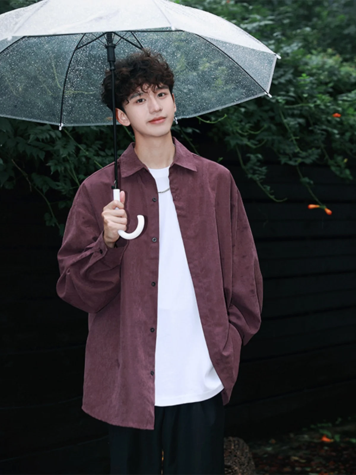 

Мужская удлиненная куртка из фиолетовой замши в стиле Cleanfit, американский ретро-стиль, весна-осень, унисекс, свободный крой, молодежная, модная, на пуговицах