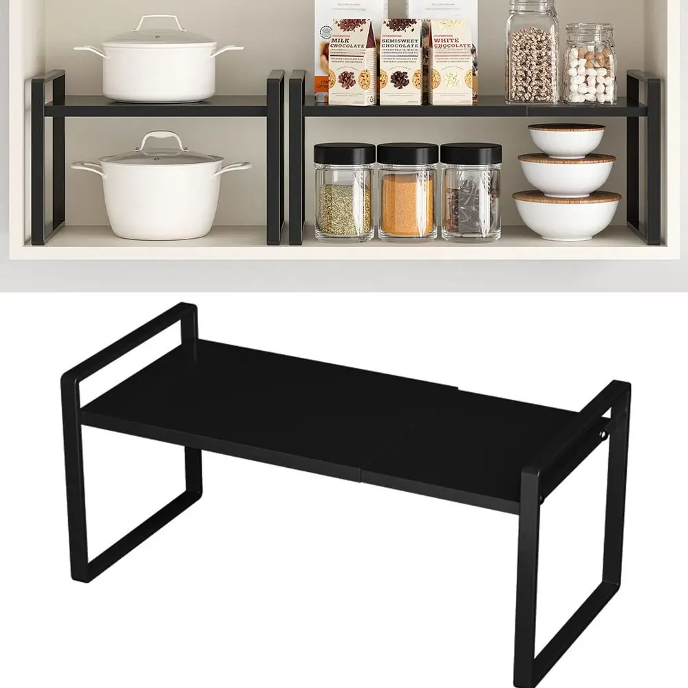 

Carbon Steel Retractable Wardrobe Shelf Rice Cooker Appliance Countertop Kitchen Storage Rack Easy To Clean Microwave Shelves