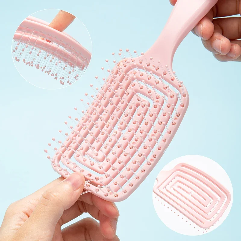 Professional Hollow Square Scalp Massage Comb Fast Blow Drying Hair Styling Brush for Scalp Care & Healthy Hair Growth